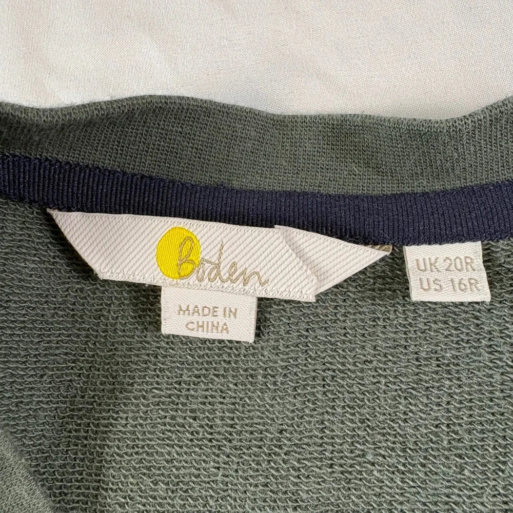 Boden Green Star Arrow Sweatshirt‎ Dress US 16 Whimsical Celestial Cozy Layering